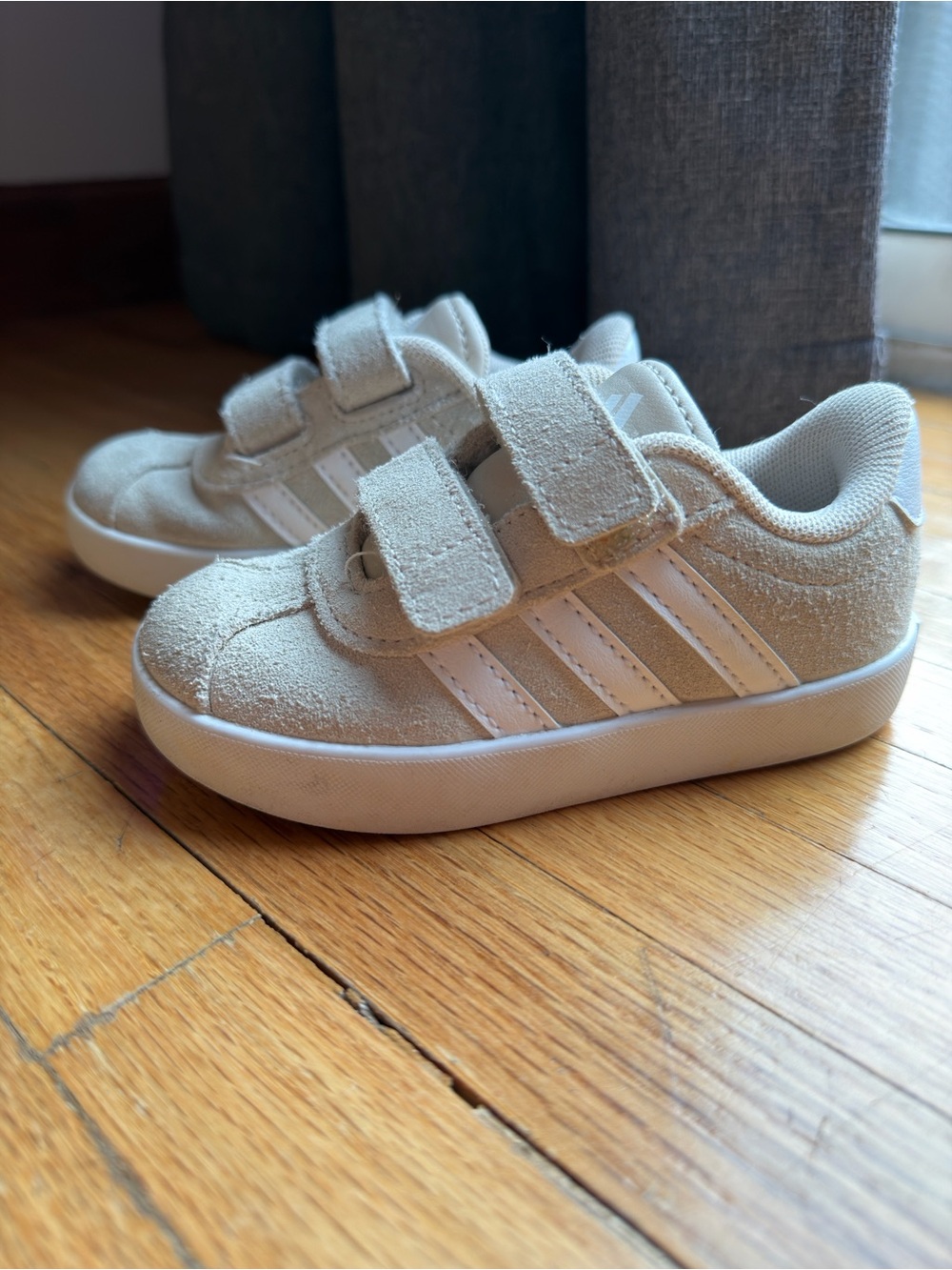 adidas Kids Beige Suede Velcro Sneakers